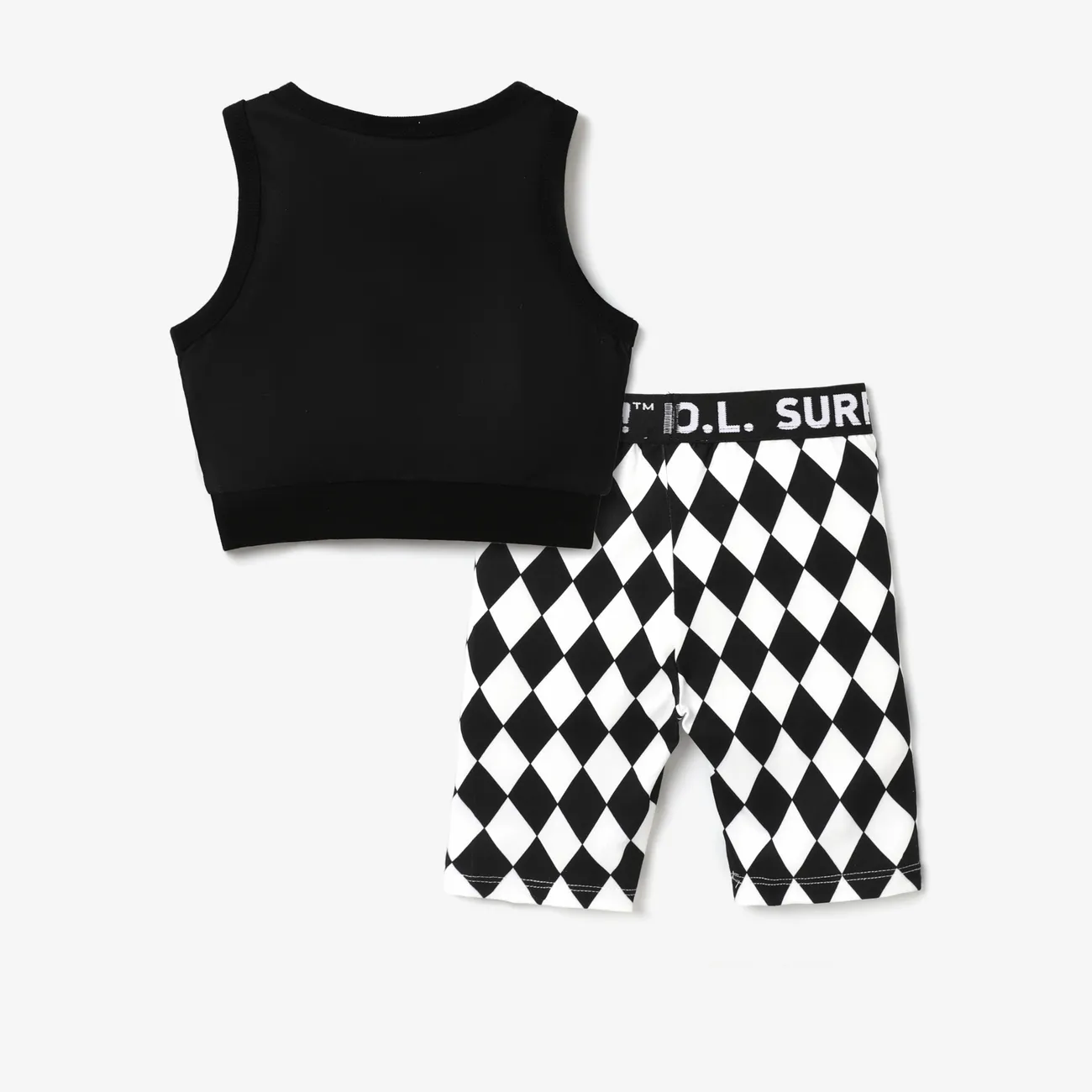 L.O.L. SURPRISE! toddler Girl Graphic Print Cropped Top and Tight Cycling Pants Set Black big image 1