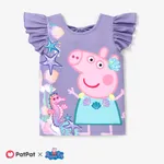 Peppa Pig 1pc Toddler Girls Character Print Ruffled-Sleeve T-Shirt
 bluishviolet