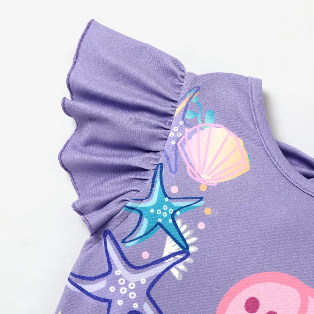 Peppa Pig 1pc Toddler Girls Character Print Ruffled-Sleeve T-Shirt
 bluishviolet big image 1
