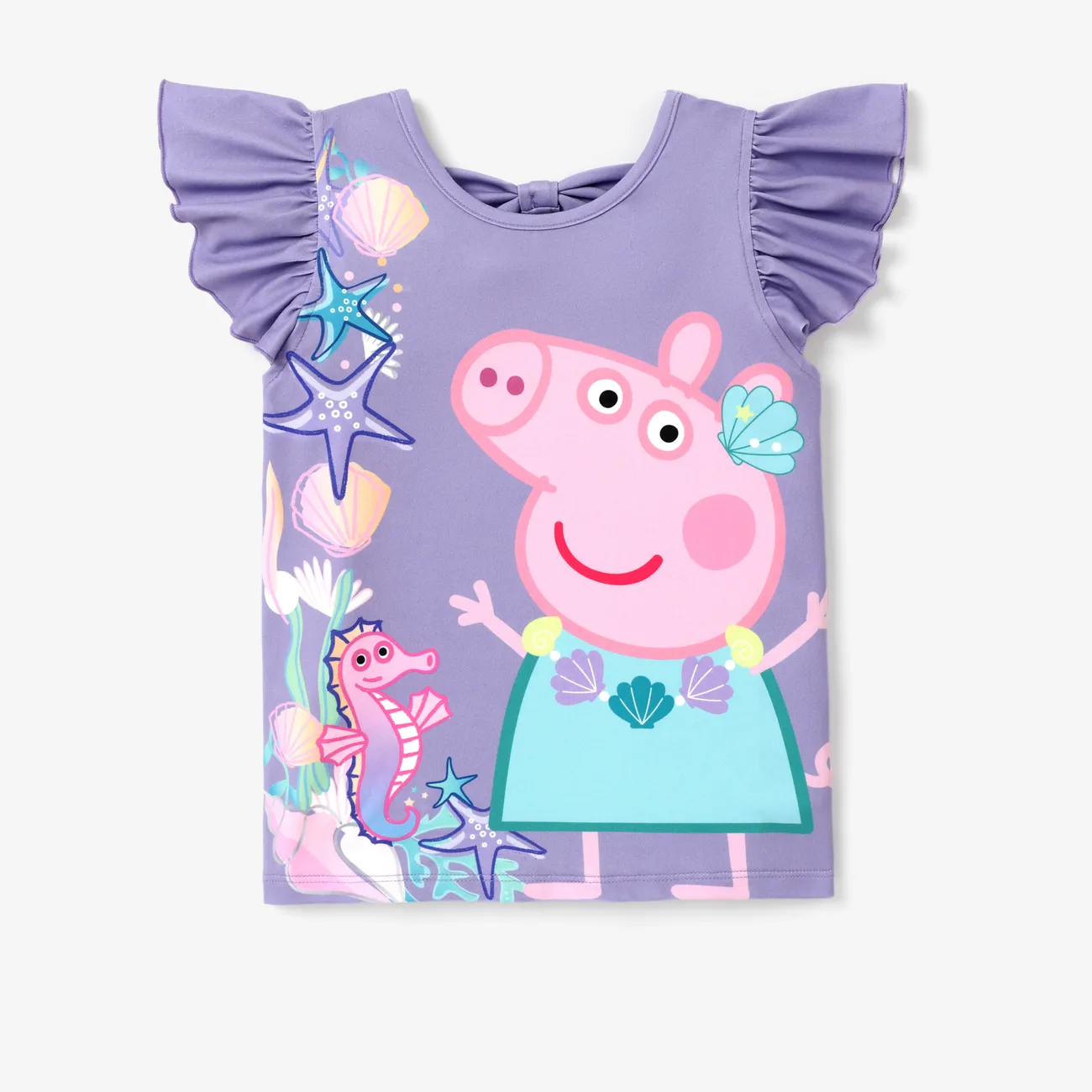 Peppa Pig 1pc Toddler Girls Character Print Ruffled-Sleeve T-Shirt
 bluishviolet big image 1
