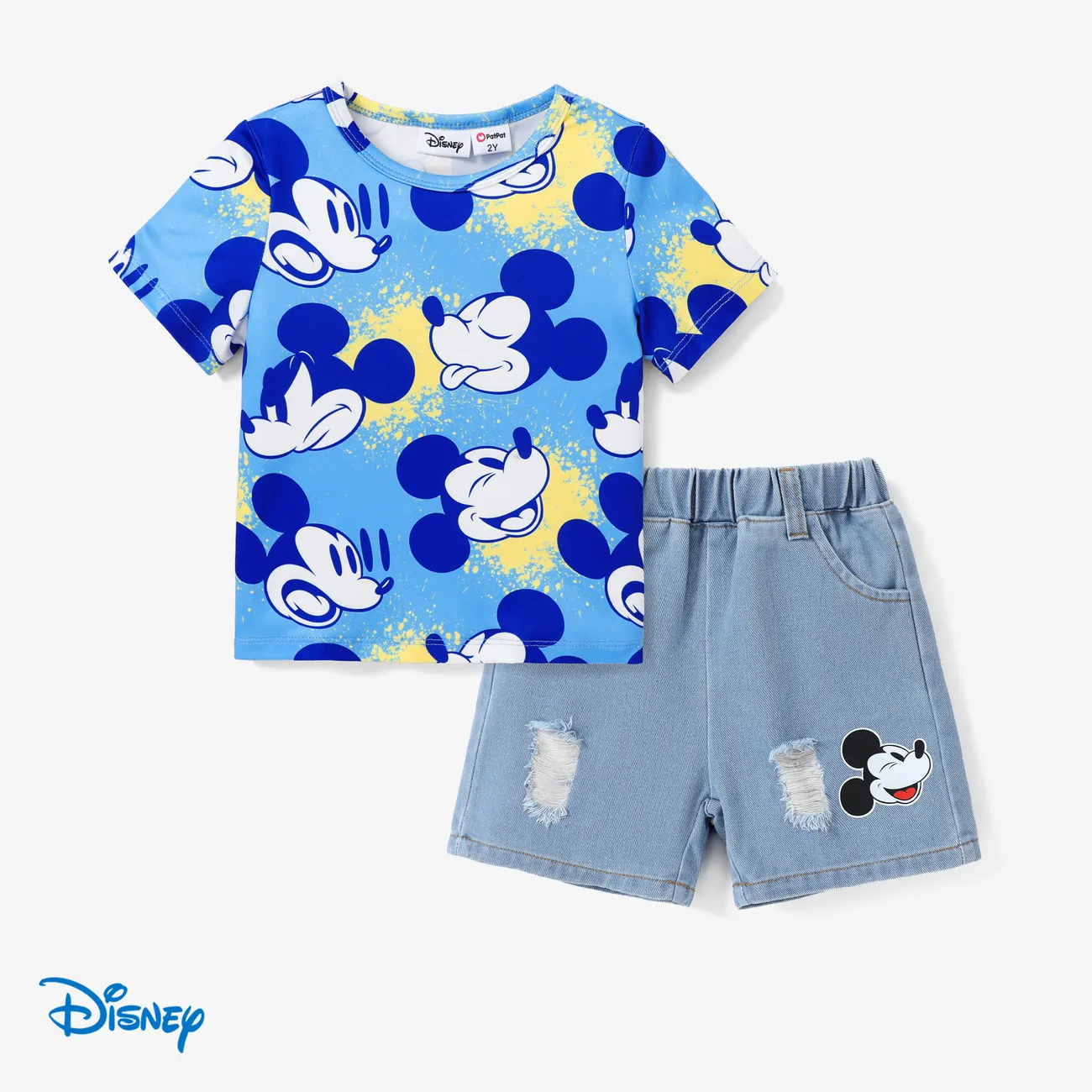 Disney Mickey and Friends Kleinkind Mädchen / Kleinkind Junge Tye-Dyed T-Shirt oder bedruckte Jeansshorts blau big image 1