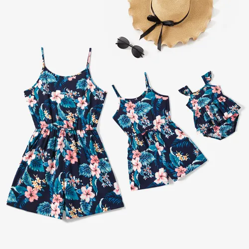 Mommy and Me Allover Floral Printed Romper with Pockets