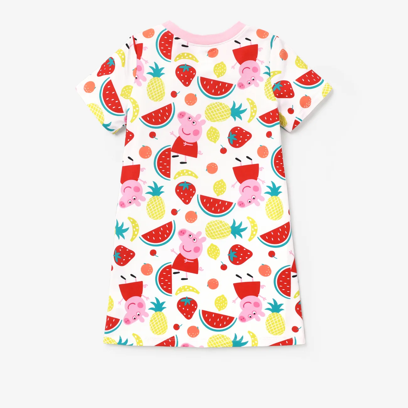 Peppa Pig Toddler Girl Fruit Elements Watermelon Strawberry Dress Pink big image 1