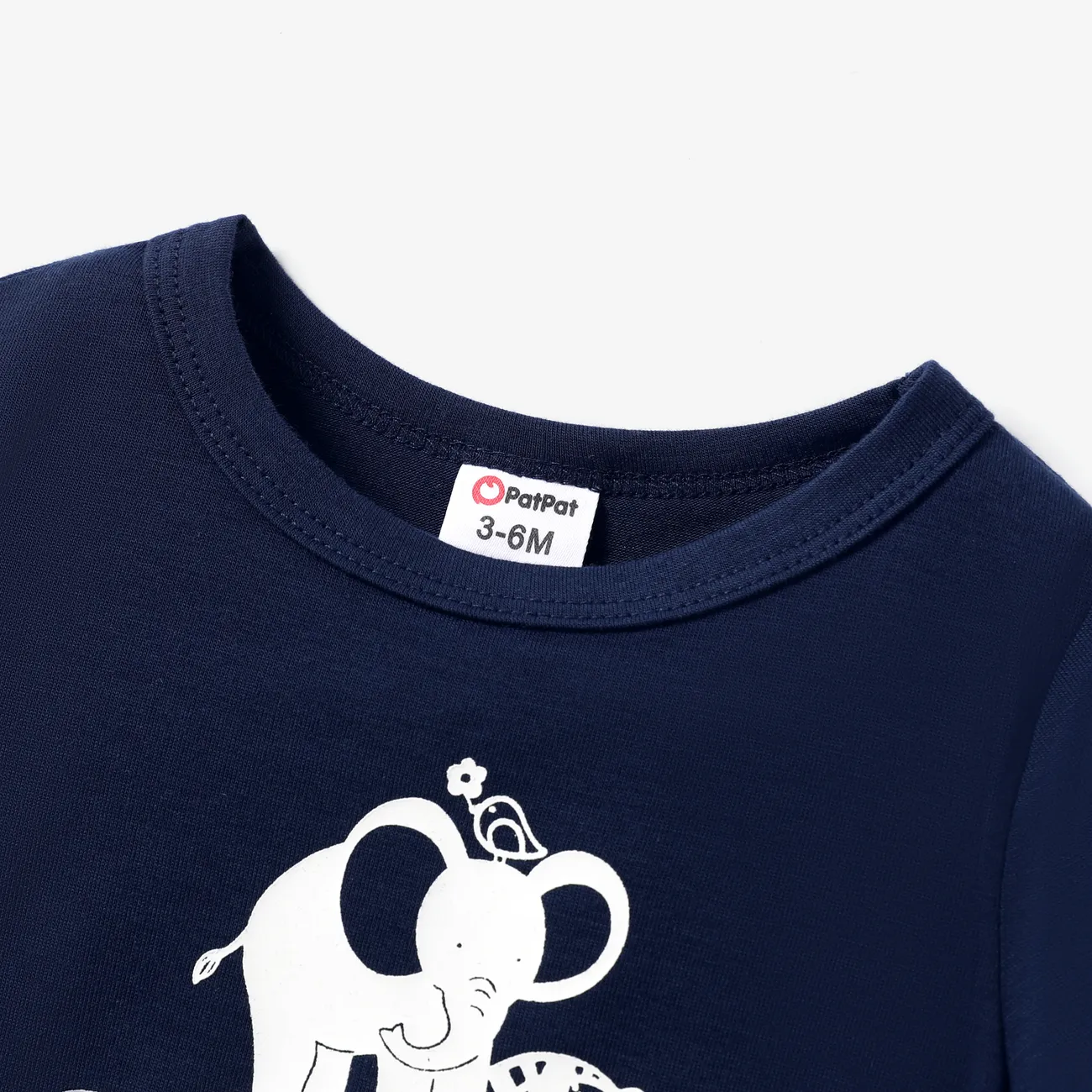 Bébé Unisexe Animaux Enfantin Manches courtes T-Shirt Bleu Foncé big image 1