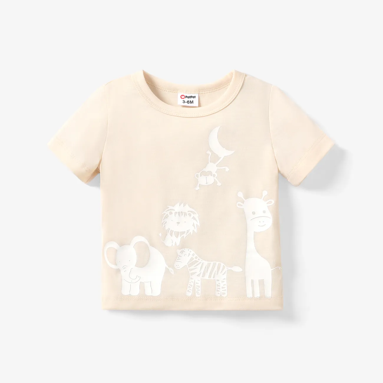 Bebé Unisex Animales Infantil Manga corta Camiseta Albaricoque big image 1