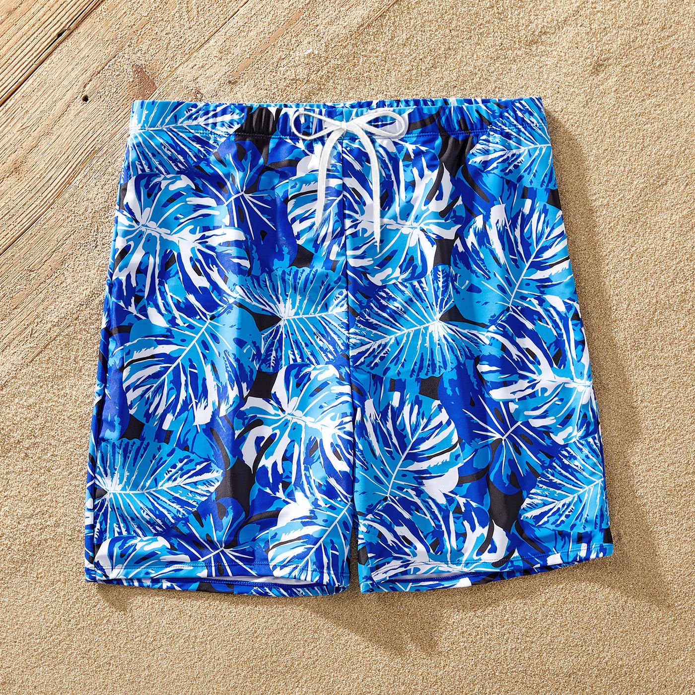 Family Matching Plant Print Ruffled Two-piece Swimsuit Or Swim Trunks Shorts