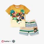Paw Patrol 2pcs Toddler Boys Character Gradient Print with Striped Shorts Sporty Set Orange