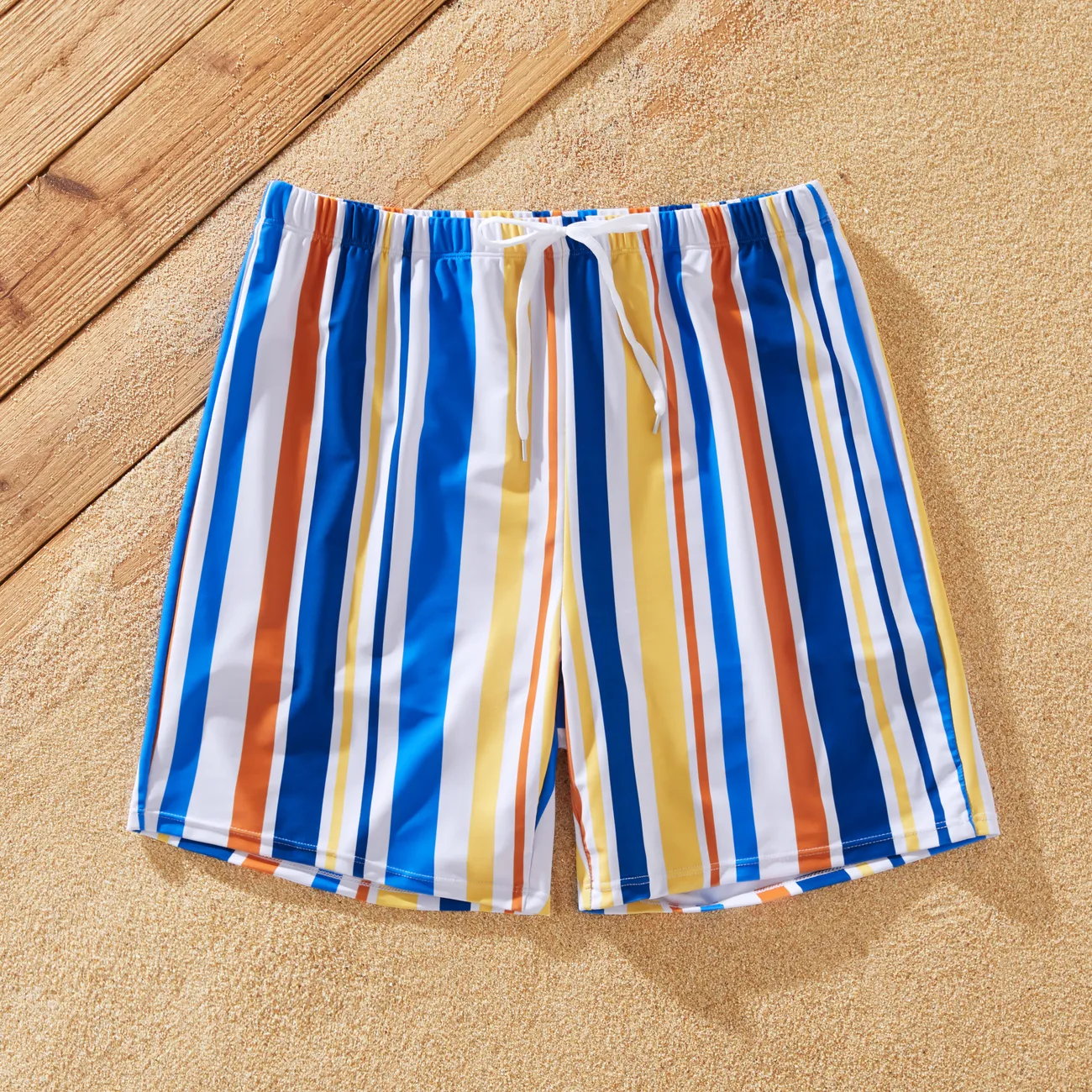 Family Matching Stripe Swim Trunks or Ditsy Floral Shirred Two-Piece Swimsuit  Multi-color big image 1