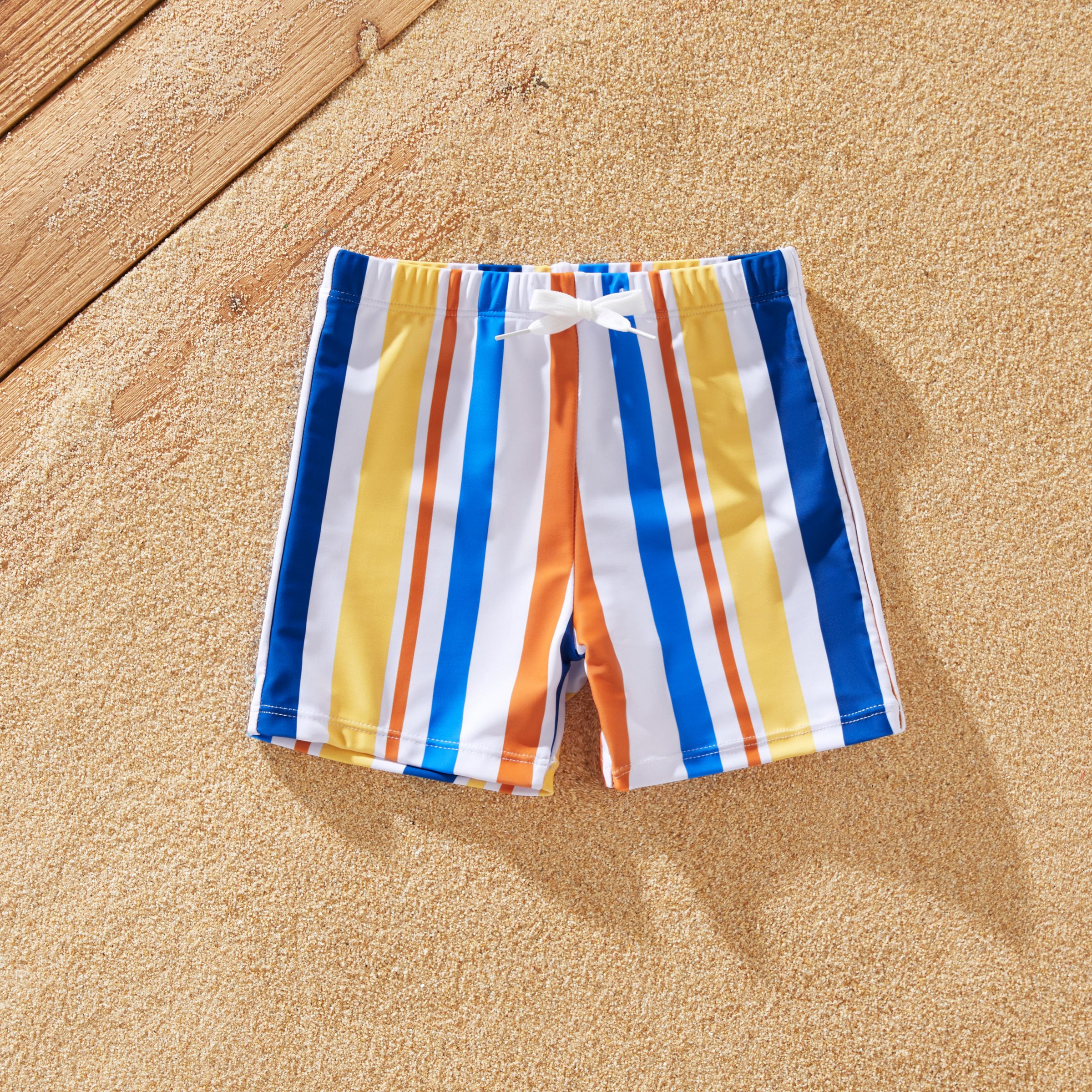 Family Matching Stripe Swim Trunks or Ditsy Floral Shirred Two-Piece Swimsuit