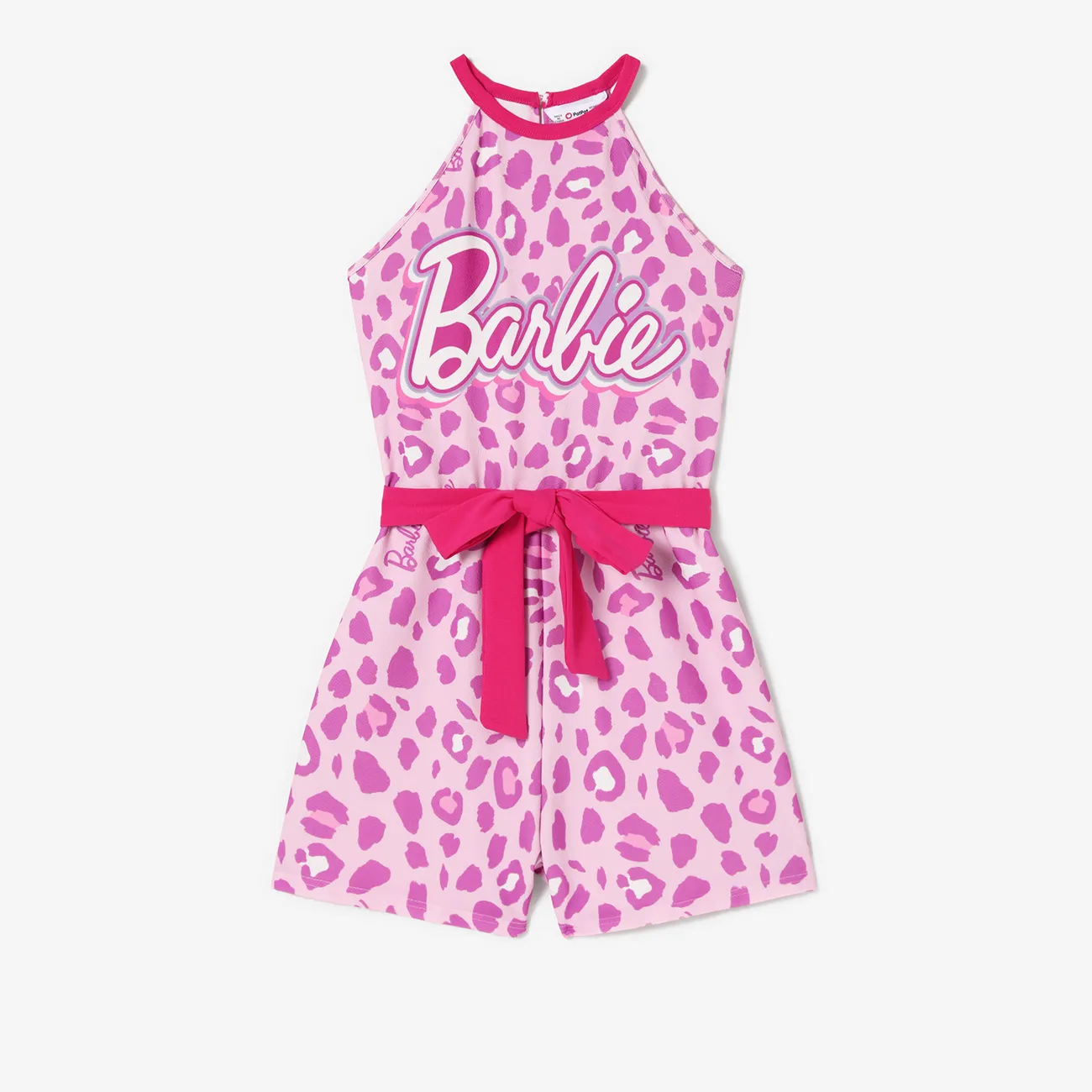 Barbie Mommy & Me Girls Pink Leopard Print Bowknot Romper
 Pink big image 1