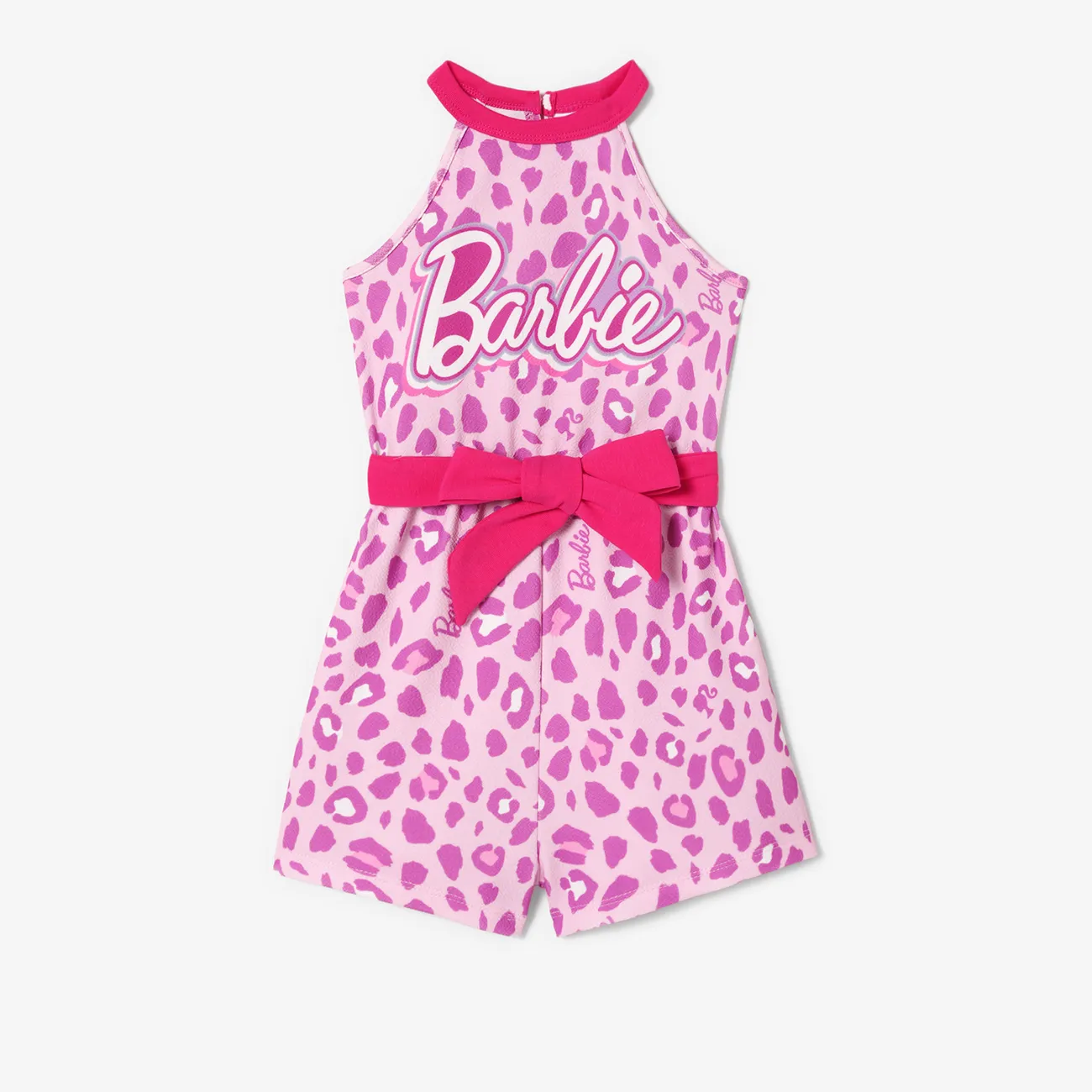 Barbie Mommy & Me Girls Pink Leopard Print Bowknot Romper
 Pink big image 1