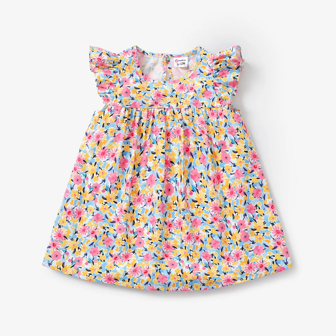 Baby Girl Sweet Flutter-sleeve Floral Dress
