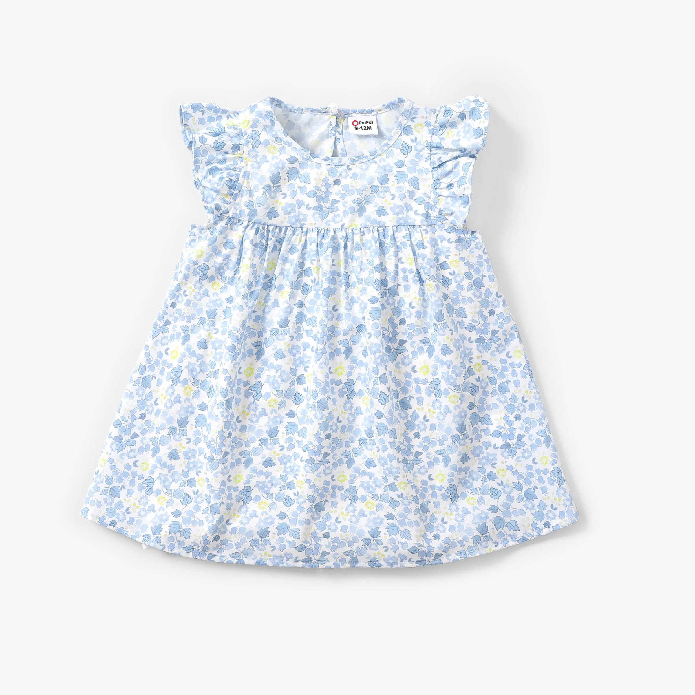 Vestido de bebé para niña con dulces mangas con forma de mariposa y estampado floral roto - 1 unidad