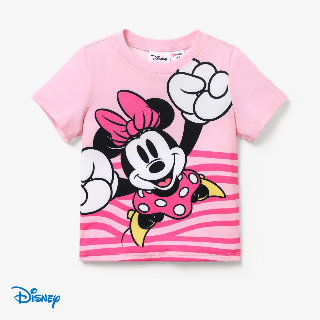 Disney Mickey e Amigos 1pc Toddler/Kid Girl/Boy Personagem Tyedyed/Stripe/Colorido Print Naia™ Short-sleeve Tee luz rosa big image 1