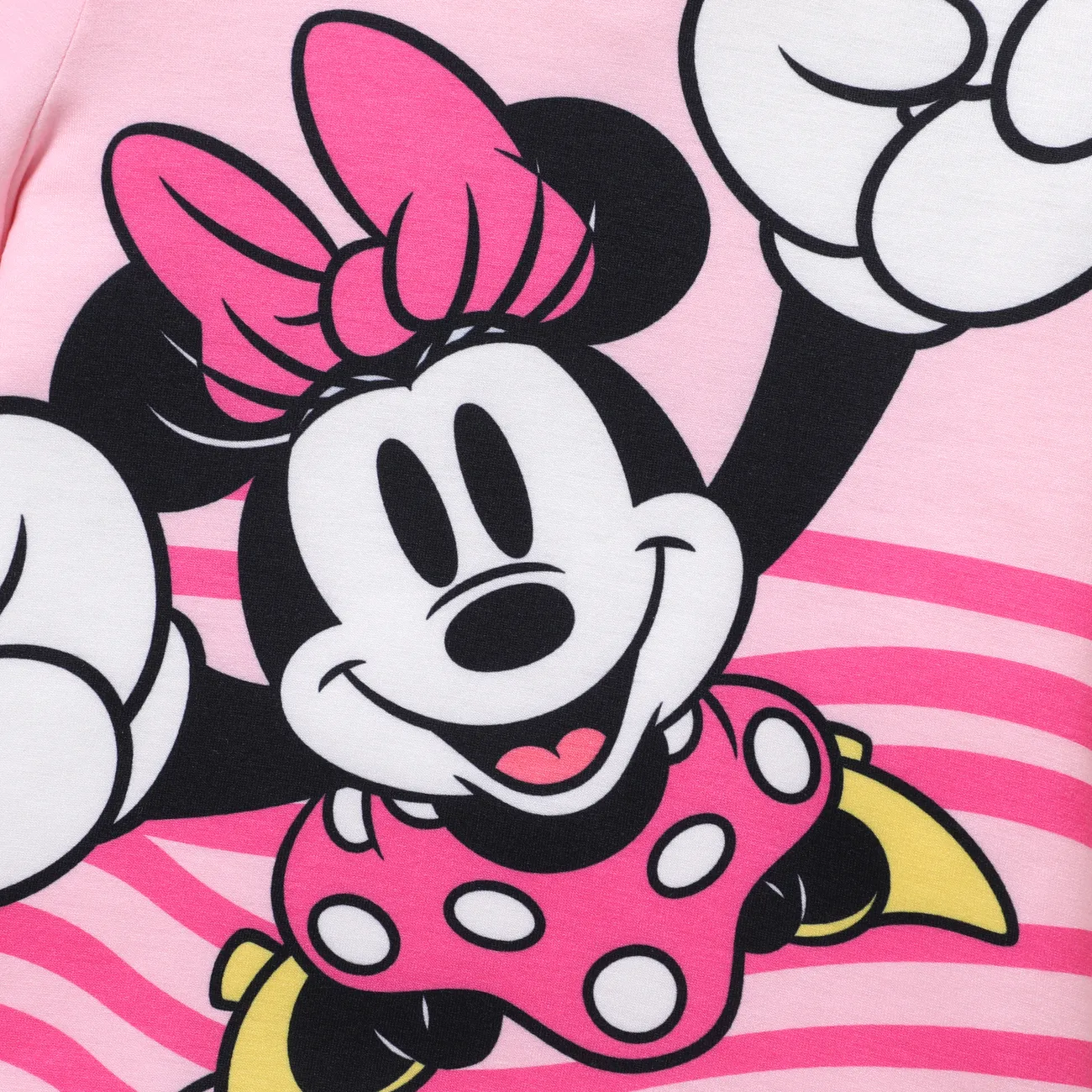 Disney Mickey and Minnie kid boy/girl character pattern round neck T-shirt Pink big image 1