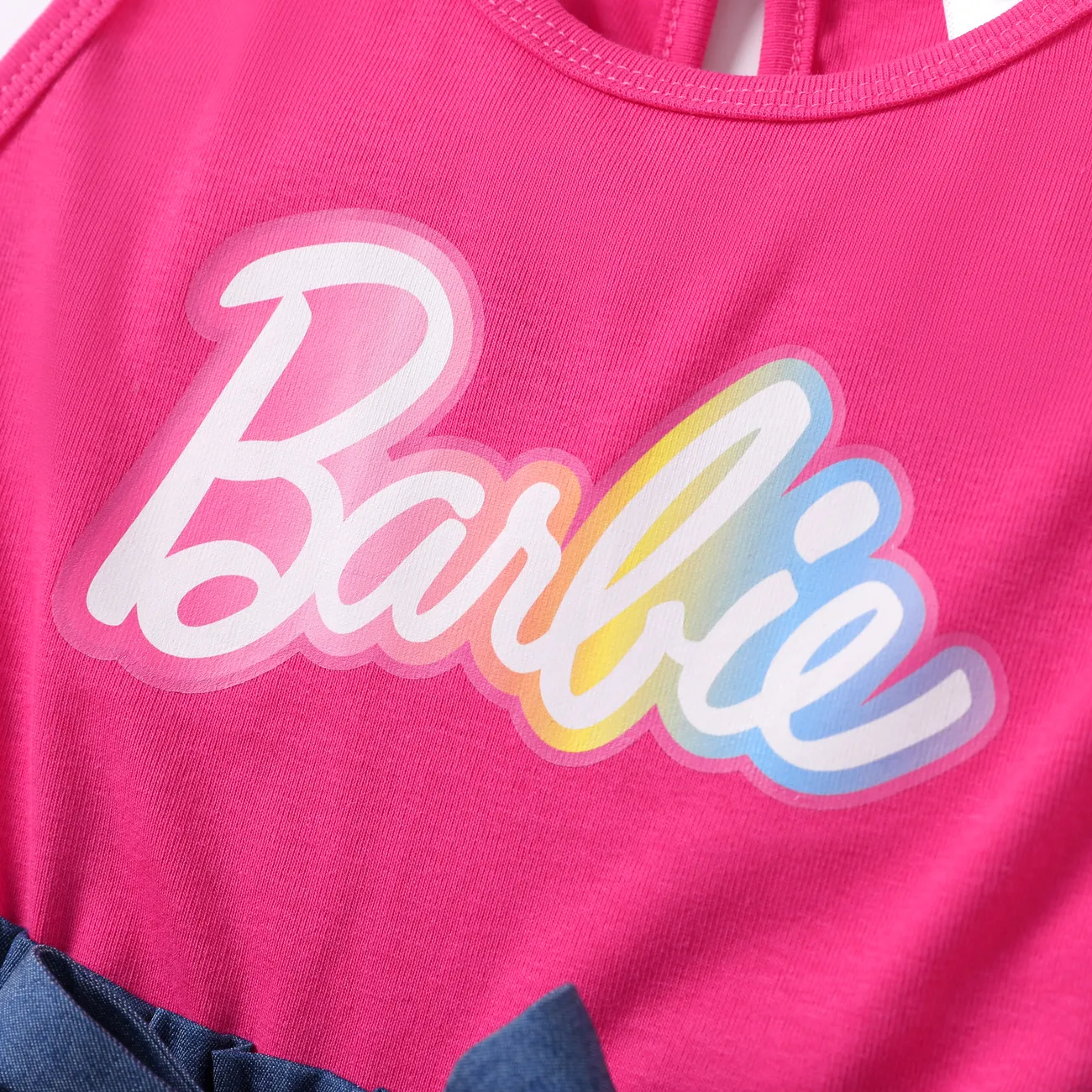 Barbie 1pc Toddler Girls Alphabet with Bowknot Romper Set
 Color block big image 1