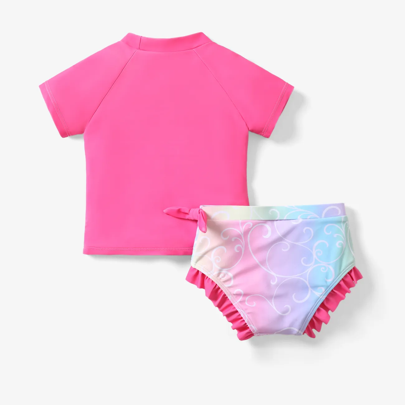 Disney Princess Toddler Girl 2pcs Ariel Character print Short-sleeve Top and Shorts Swimsuit Roseo big image 1