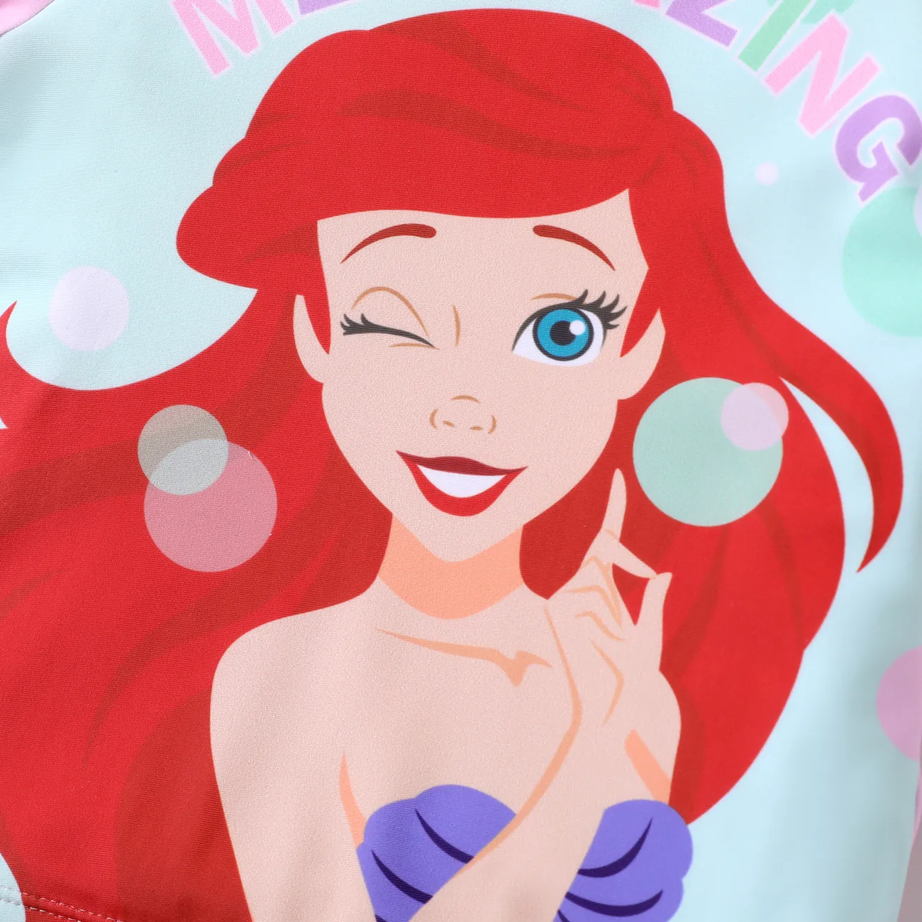 Princesa Disney Niña Niña Ariel Merimaid Traje de Baño Rosado big image 1