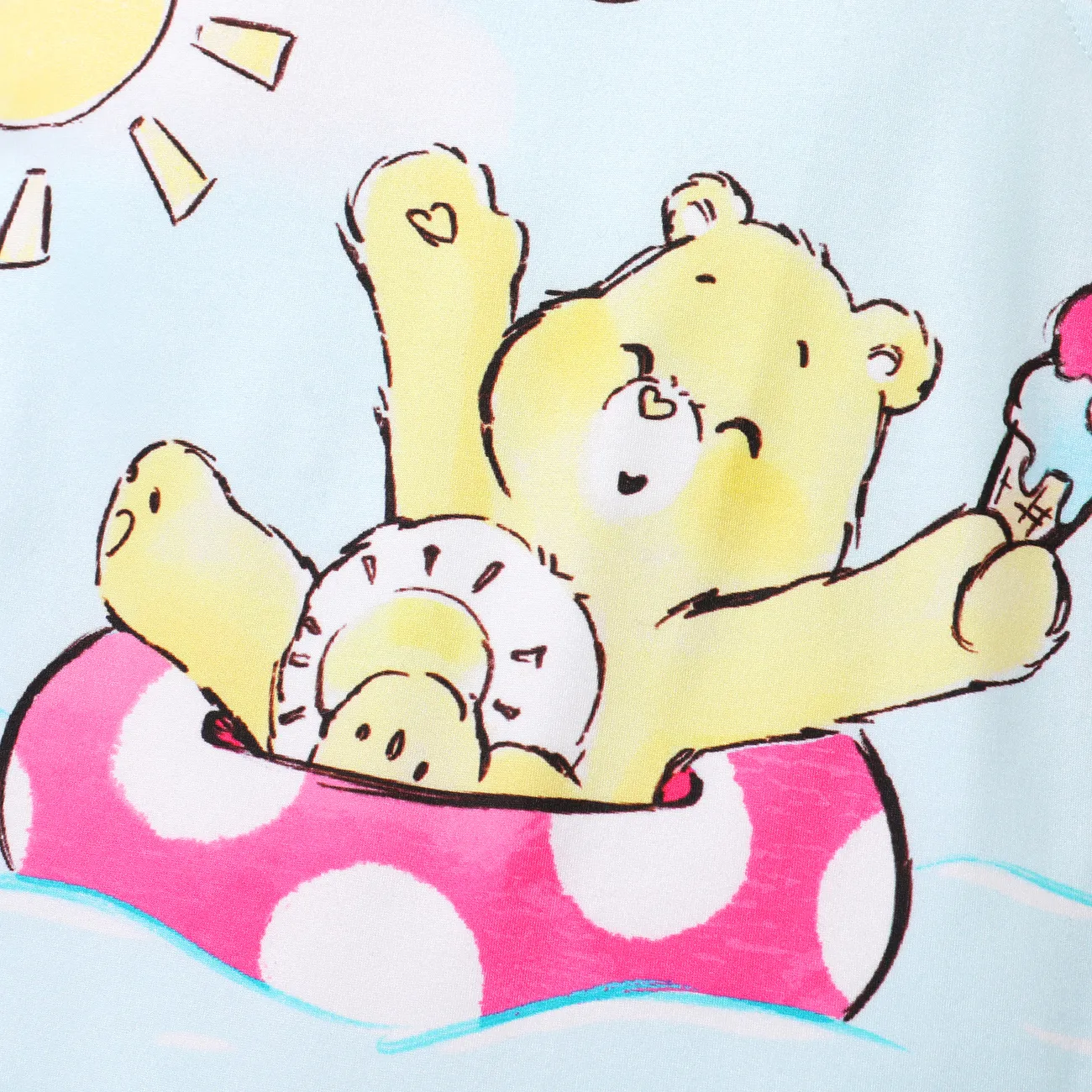Care Bears Baby Girl Character Print Ruffled Sleeve Jumpsuit 
 Light Blue big image 1