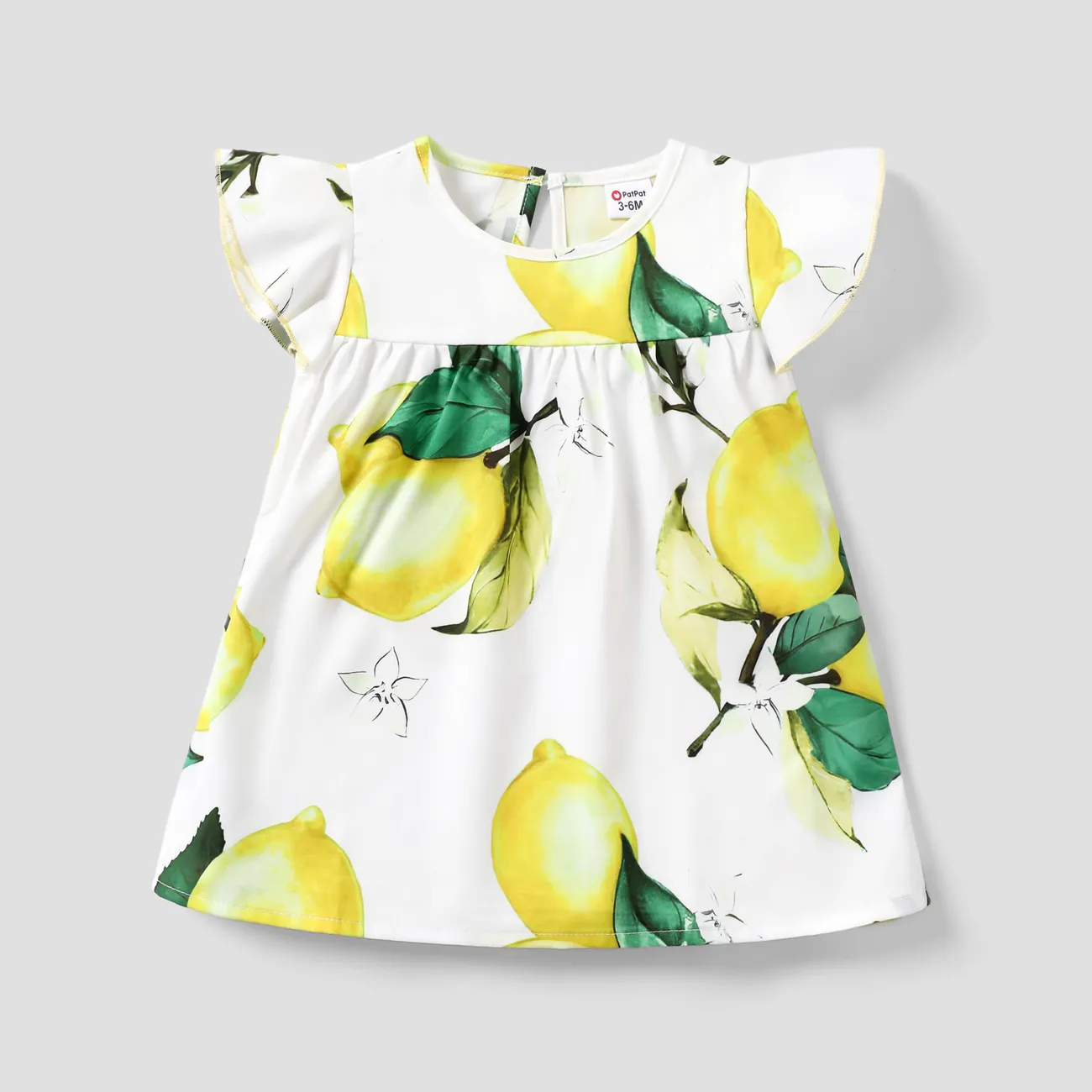 Baby Girl Girl Strawberry Print Flutter-sleeve Dress OffWhite big image 1