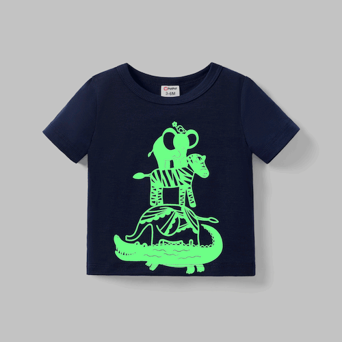 Baby Junge/Mädchen Kindliches Tiermuster-T-Shirt