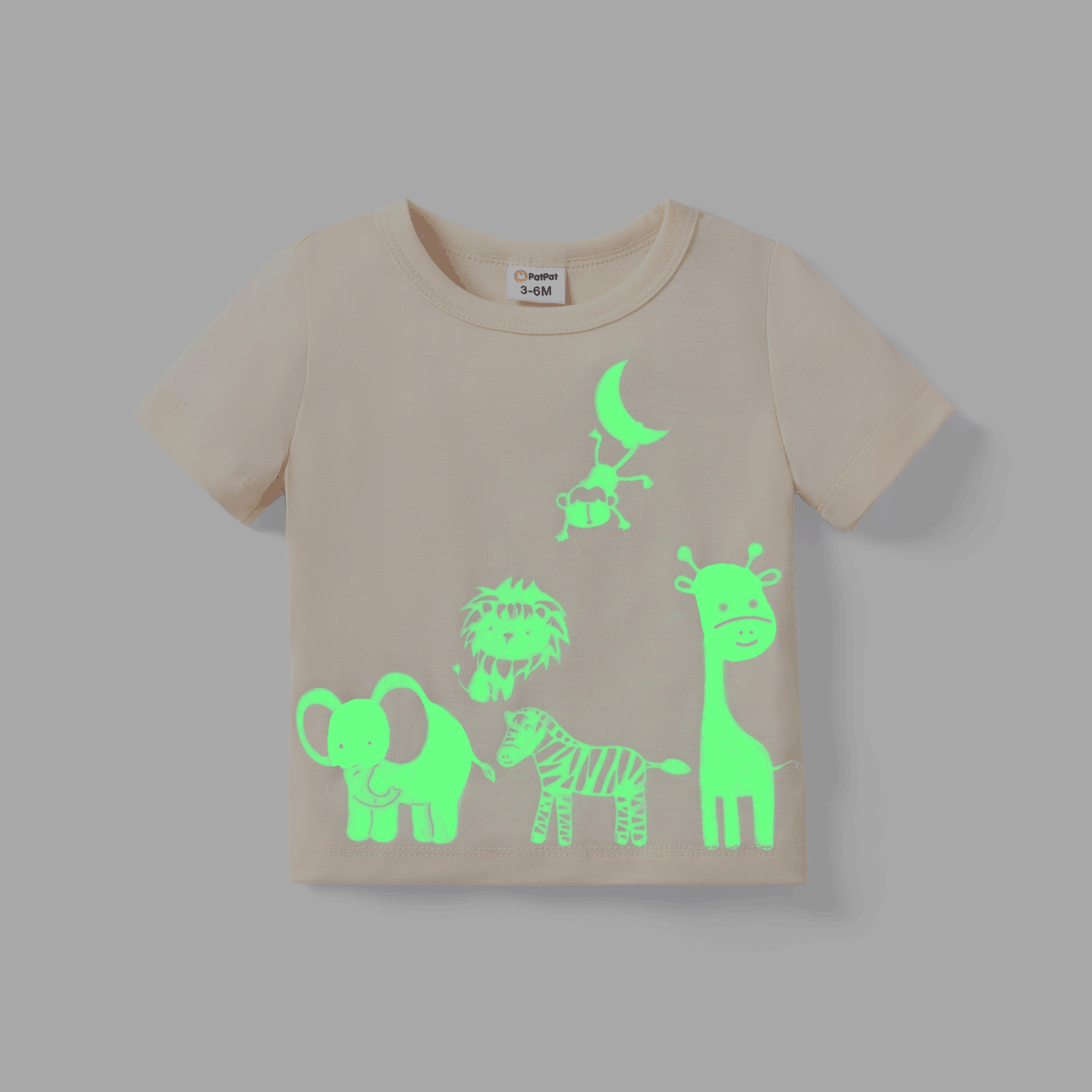 Bebé Unisex Animales Infantil Manga corta Camiseta Albaricoque big image 1