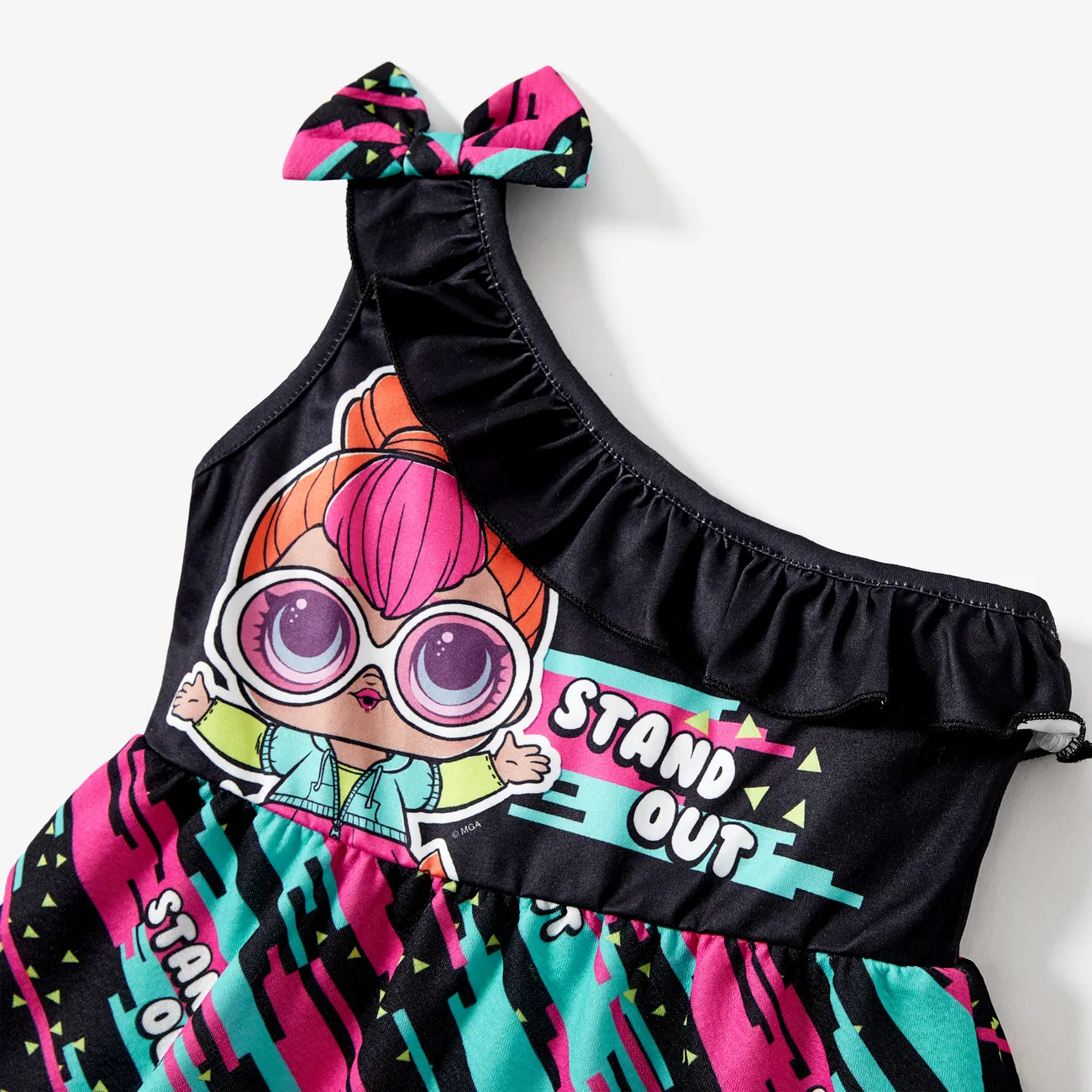 L.O.L. SURPRISE! Kid Girl One shoulder Bowknot design Graphic Print dress
 DeepGery big image 1