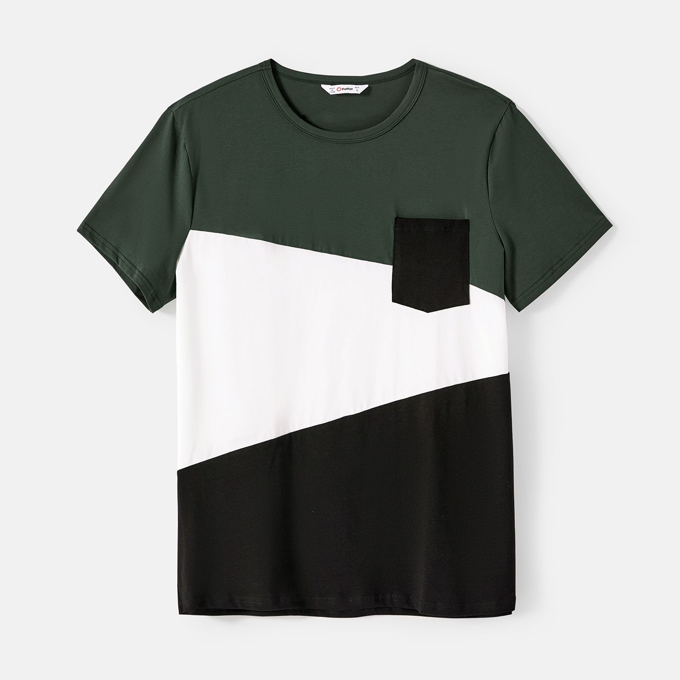 Family Matching Army Green Swiss Dots Cross Wrap V Neck Short-sleeve Dresses And Color Block T-shirts Sets