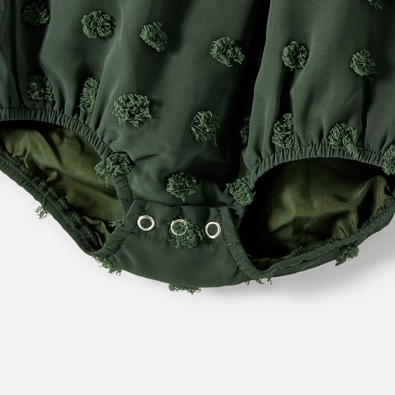 Baby Girl - Family Matching Army Green Swiss Dots Cross Wrap V Neck Short-sleeve Dresses and Color Block T-shirts Sets - Army green - image 13