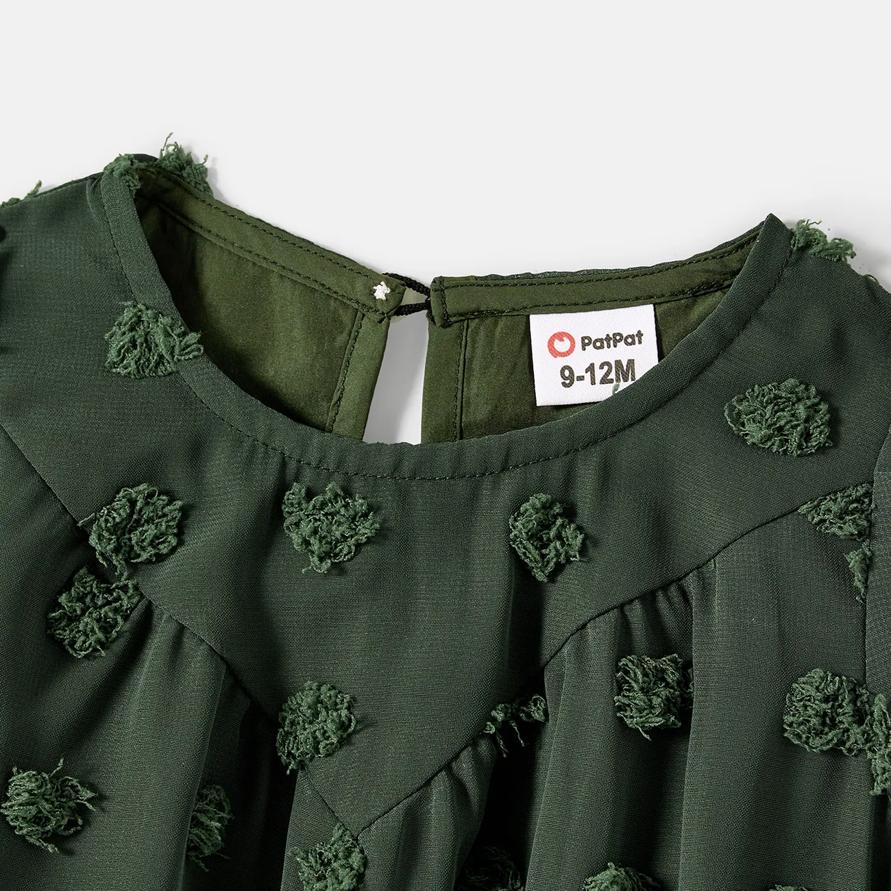 Family Matching Army Green Swiss Dots Cross Wrap V Neck Short-sleeve Dresses and Color Block T-shirts Sets Army green big image 1