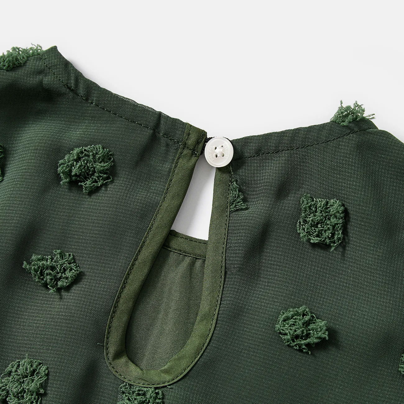Baby Girl - Family Matching Army Green Swiss Dots Cross Wrap V Neck Short-sleeve Dresses and Color Block T-shirts Sets - Army green - image 12