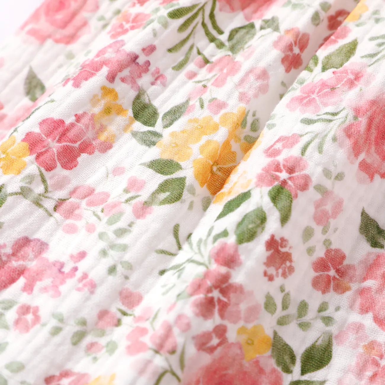 2pcs Toddler/Kid Girl Elegant Cotton  Set with Ruffle Edge and Broken Flower Pattern  Mauve Pink big image 1