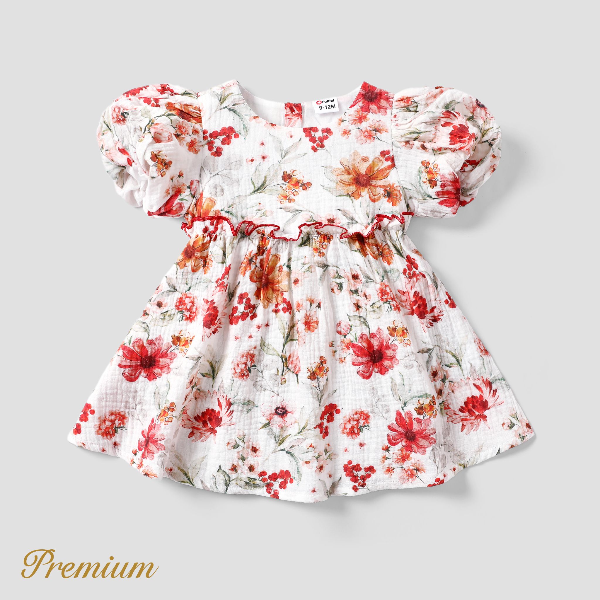 嬰兒/幼兒女孩優雅寬鬆連衣裙泡泡袖