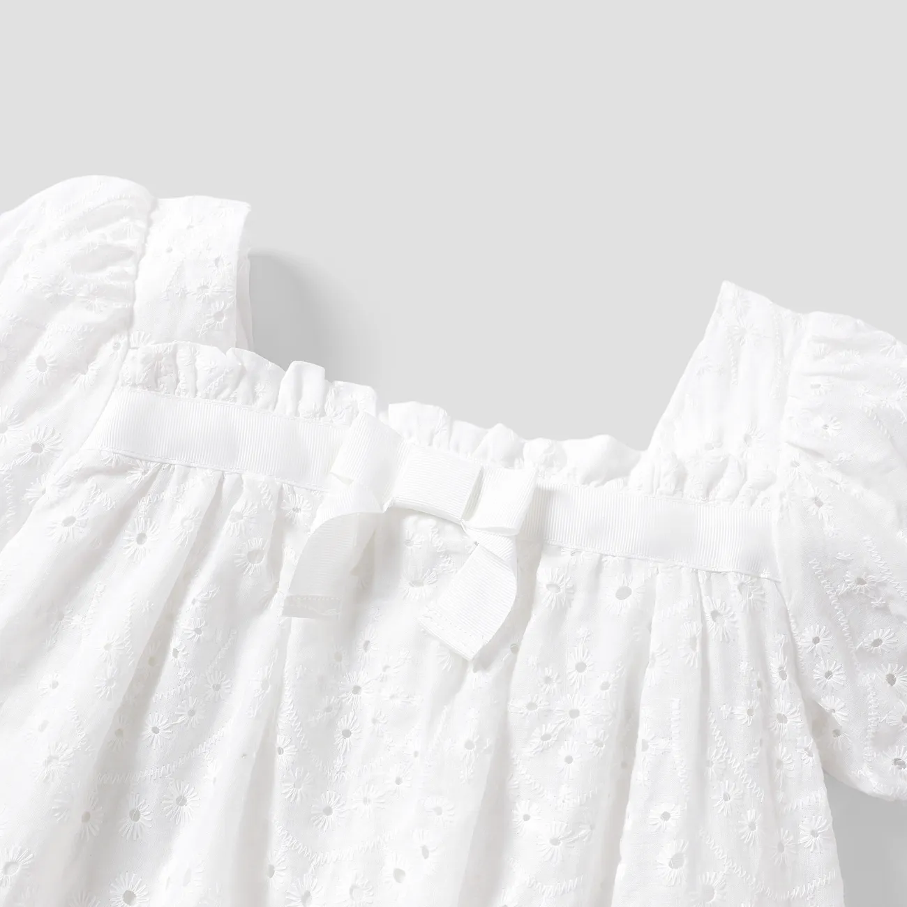 Enfant en bas âge/Kid Girl élégante robe en coton Blanc big image 1