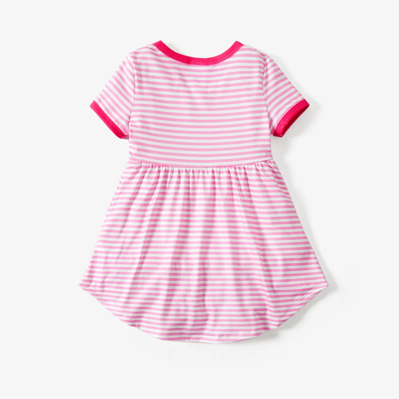 Peppa Pig Toddler Girl Summer Fruit/Grid/Stripe Pattern Dress
 Pink big image 1