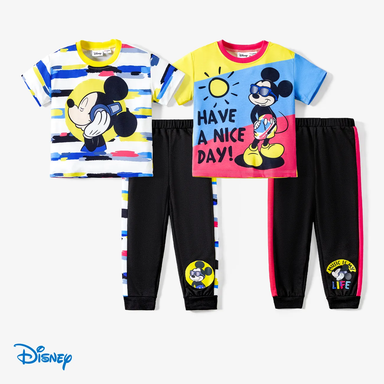 Disney Mickey and Friends 1pc Toddler/Kid Girl/Boy Naia™ Character Print Tshirt or Pants Black big image 1