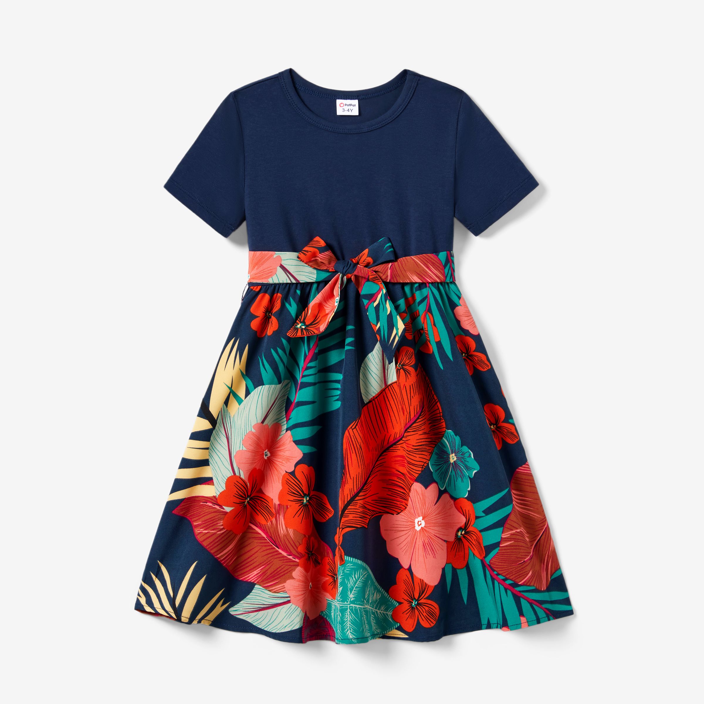 

Family Matching Colorblock T-shirt and Floral Off-Shoulder Dress Sets