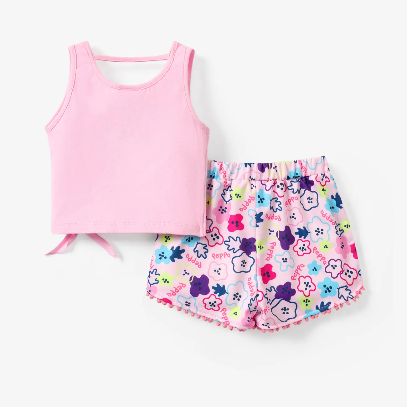 Peppa Pig Ostern 2 Stück Kleinkinder Mädchen Schnürung Kindlich T-Shirt-Sets rosa big image 1