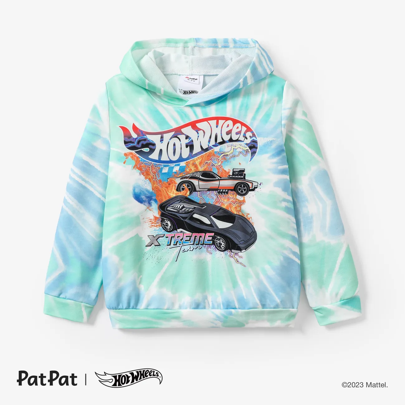 Hot Wheels Kid Boy Tie dye printed sweatshirt
 Turquoise big image 1
