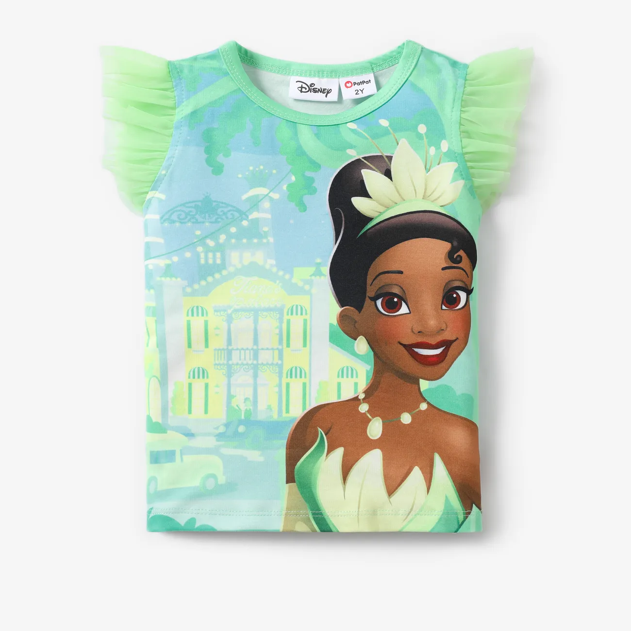 Disney Princess Ostern Kleinkinder Mädchen Flatterärmel Kindlich Kurzärmelig T-Shirts grün big image 1