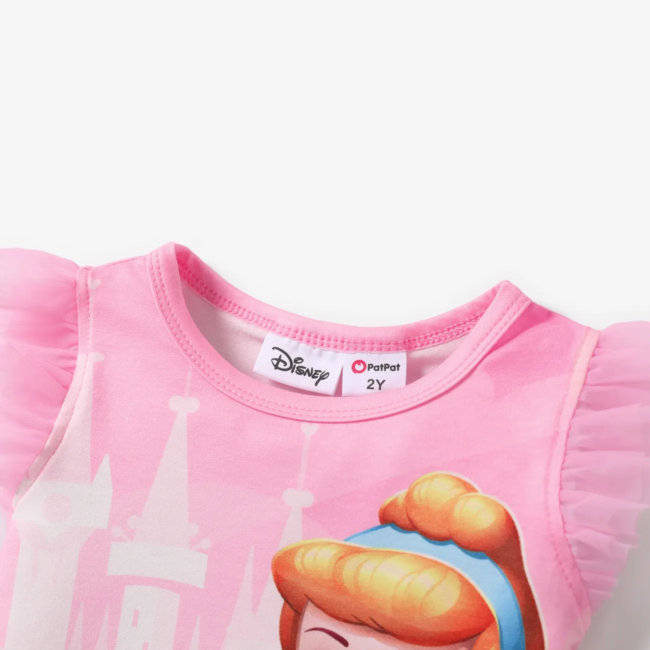 Disney Princess Toddler Girl Naia™ Character Print with Ruffled Mesh Sleeve Top Pink big image 1