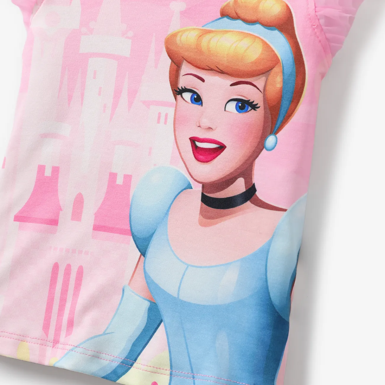 Disney Princess Toddler Girl Naia™ Character Print with Ruffled Mesh Sleeve Top Pink big image 1