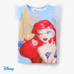 Disney Princess Páscoa Criança Menina Mangas franzidas Infantil Manga curta T-shirts Azul