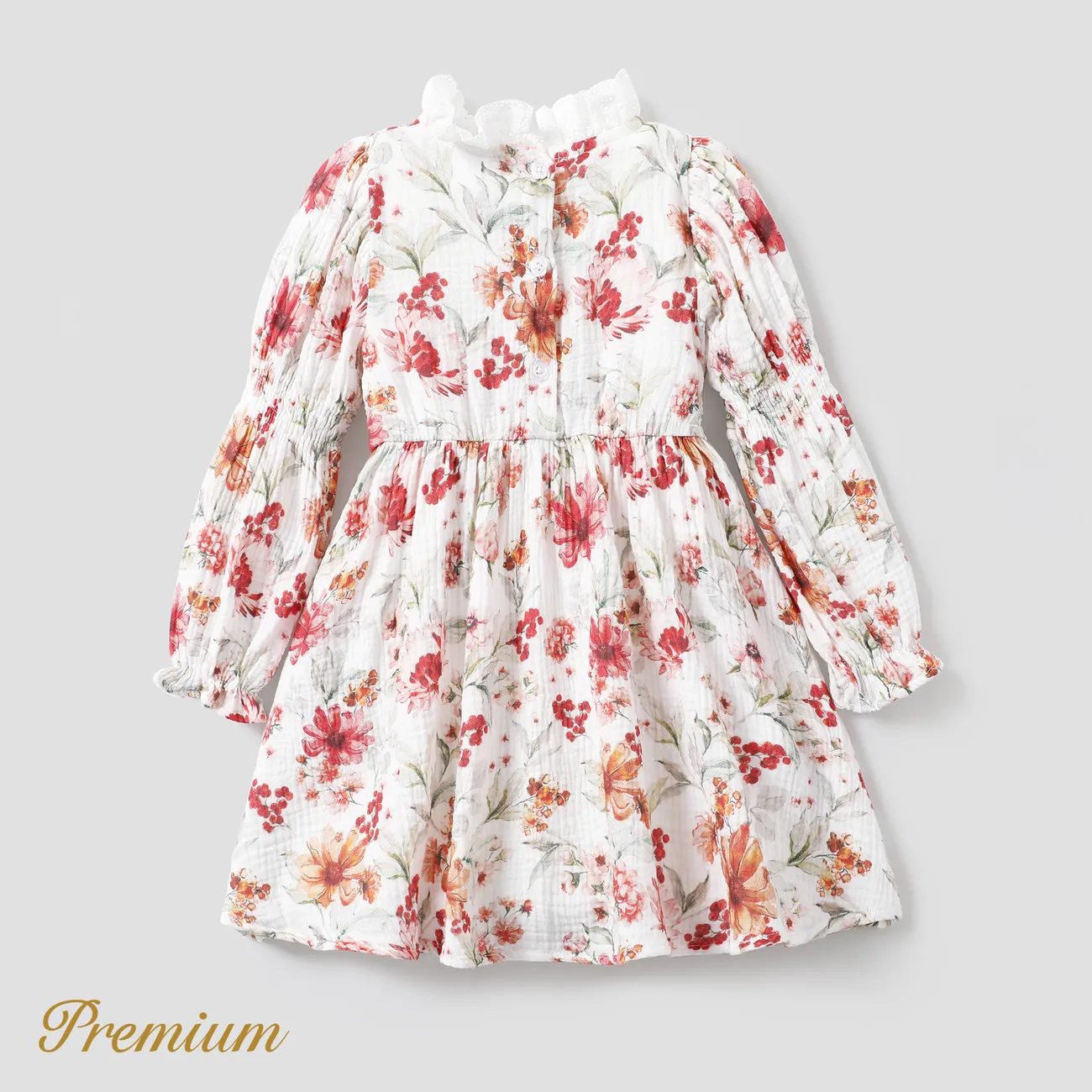Kleinkind/Kind Mädchen Elegantes gesmoktes Kleid mit Blumendruck Mehrfarben big image 1