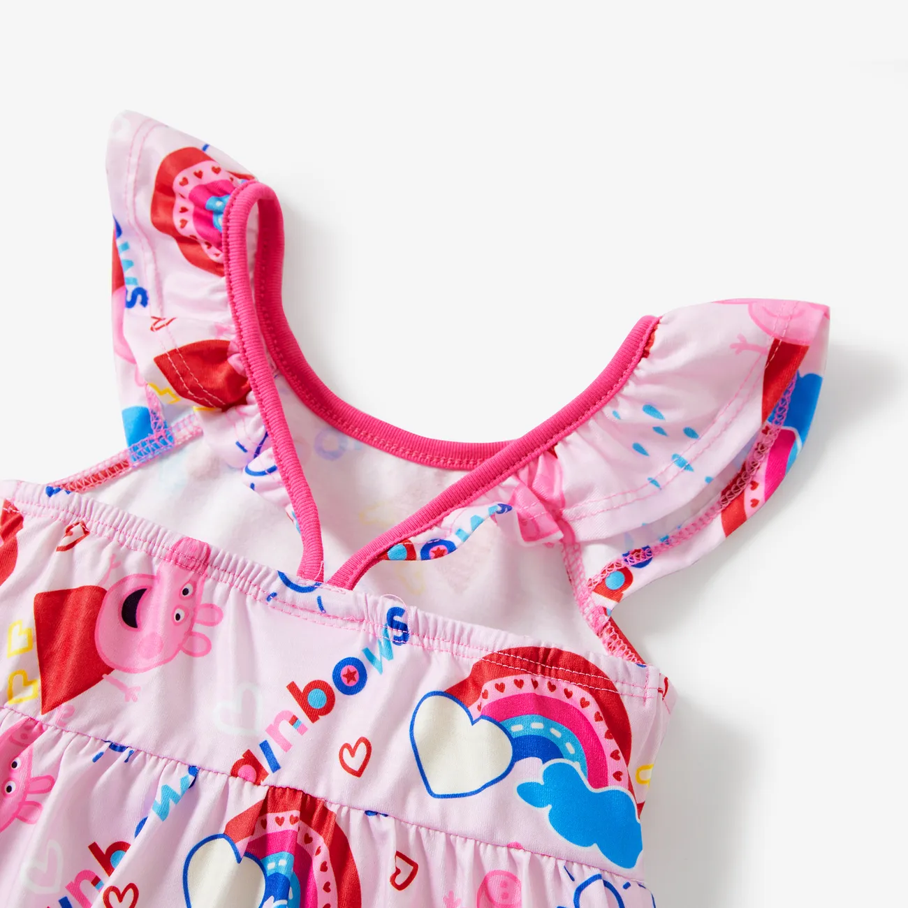 Peppa Pig Toddler Girl Colorful Rainbow Heart Print Dress
 Pink big image 1