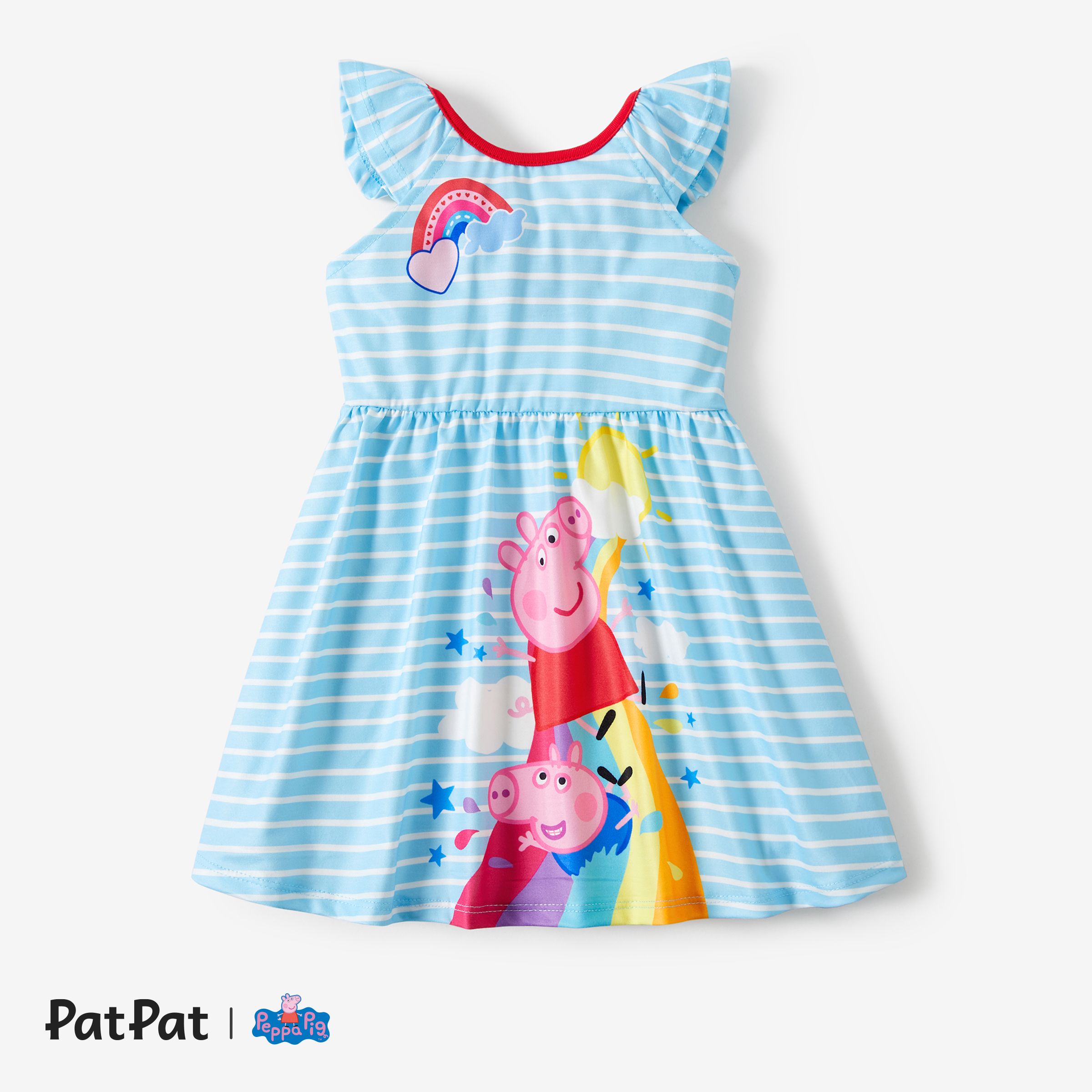 

Peppa Pig Toddler Girl Colorful Rainbow Heart Print Dress