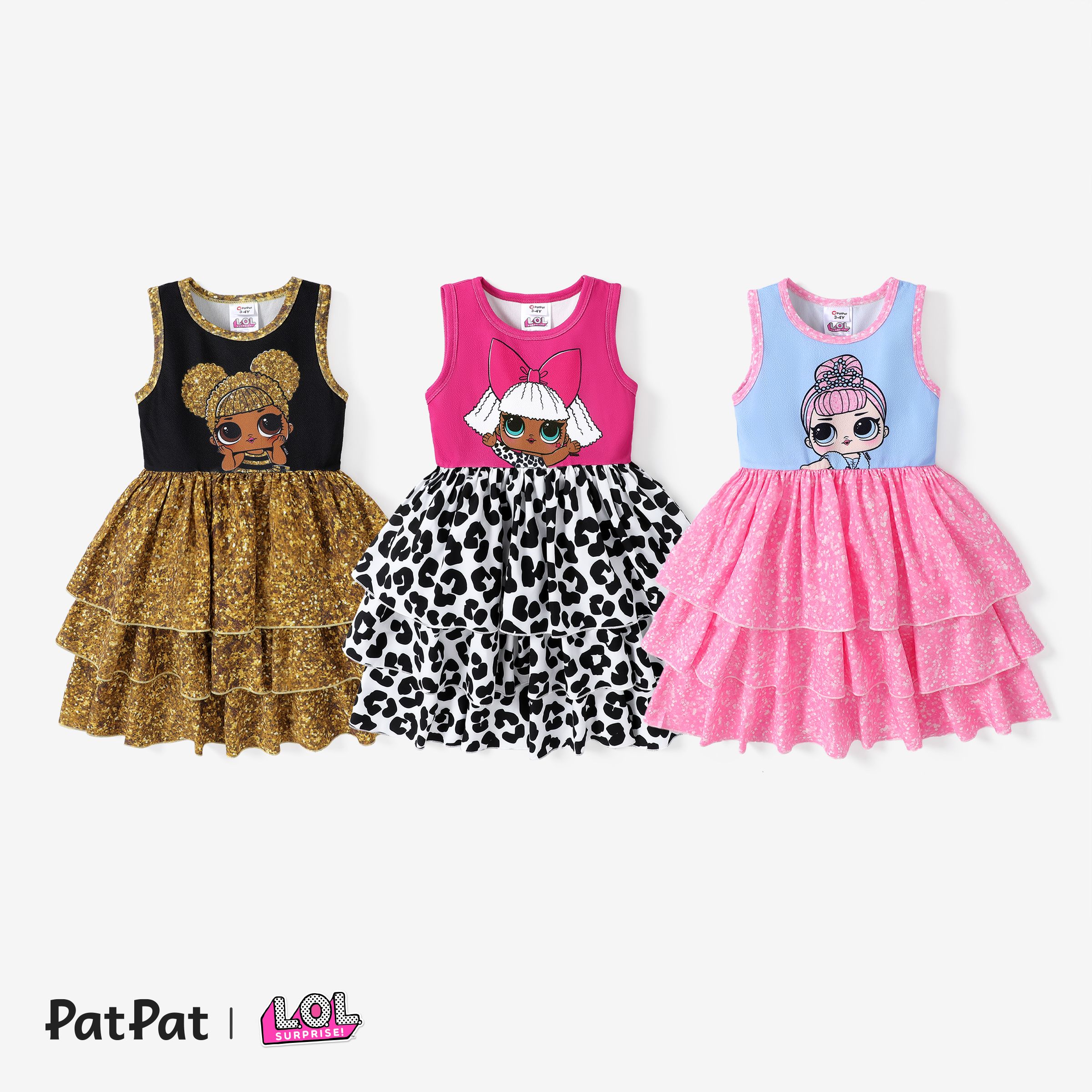 L.O.L. SURPRISE! Toddler Girl Character Print Layered Ruffle Hem Dress