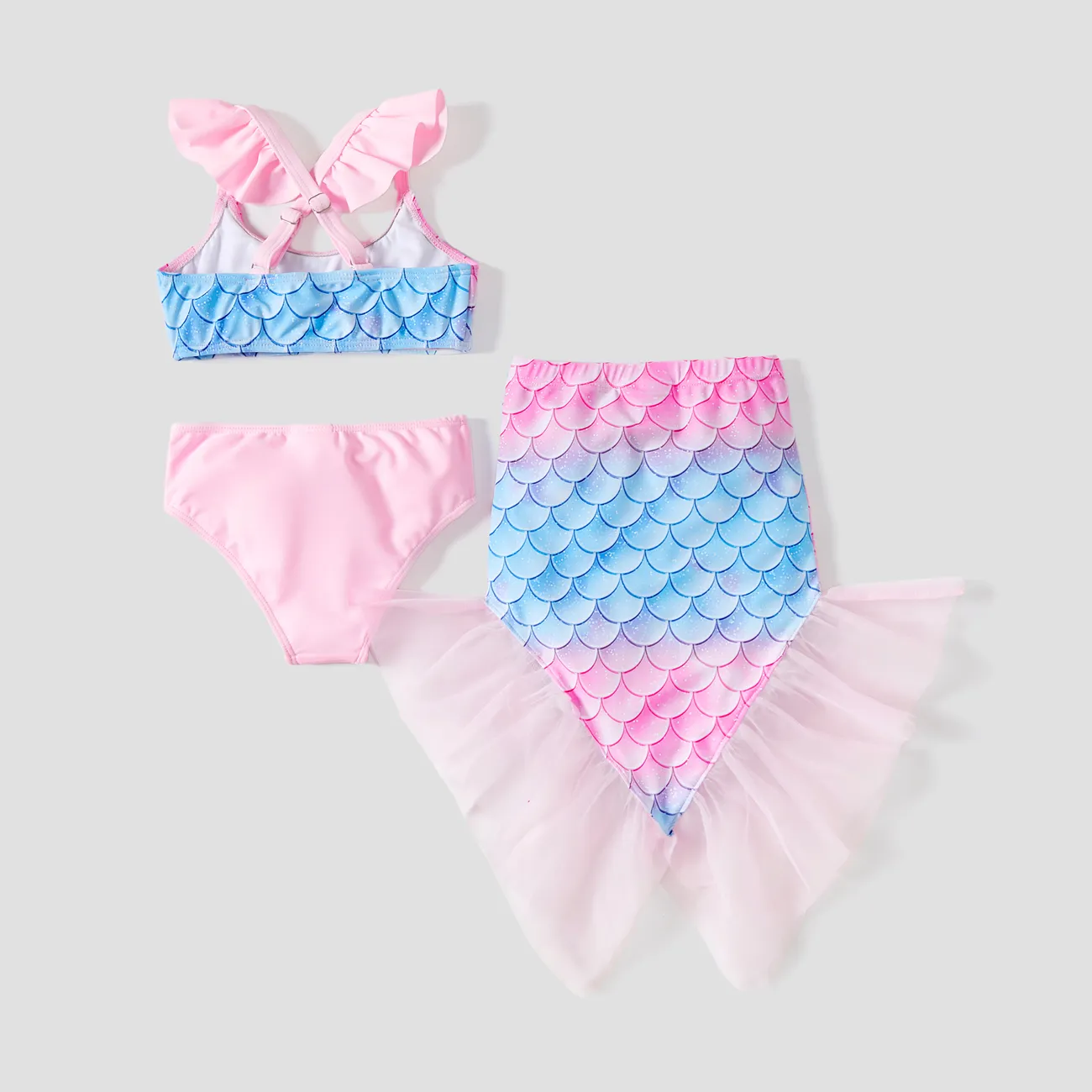 3pcs Toddler/Kid Girl Animal Pattern Swimsuits Pink big image 1