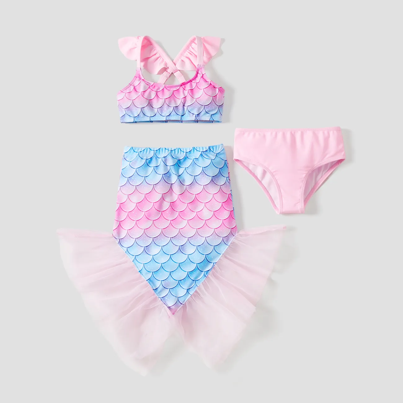 3pcs Toddler/Kid Girl Animal Pattern Swimsuits Pink big image 1