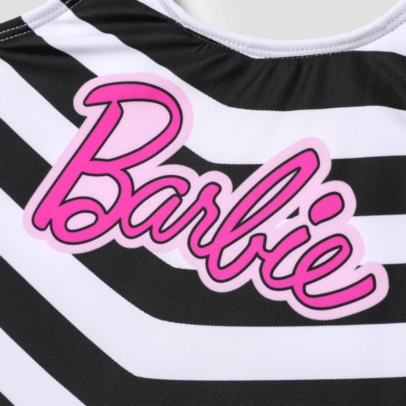 Barbie Mommy and Me 1pc Vintage Stripe pattern Doll Cosplay Style Print Swimsuit
 BlackandWhite big image 1